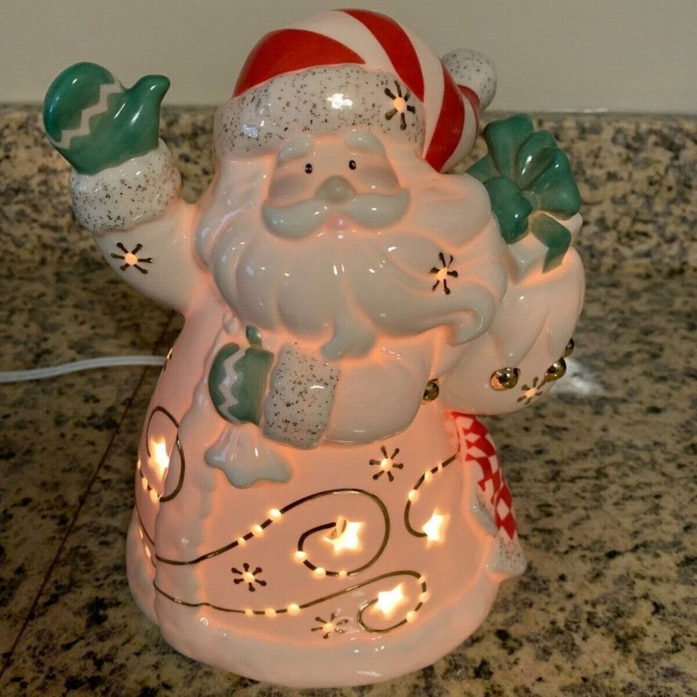 NIB Lighted Santa Claus Centerpiece by Lenox (2003) Porcelain Figurine